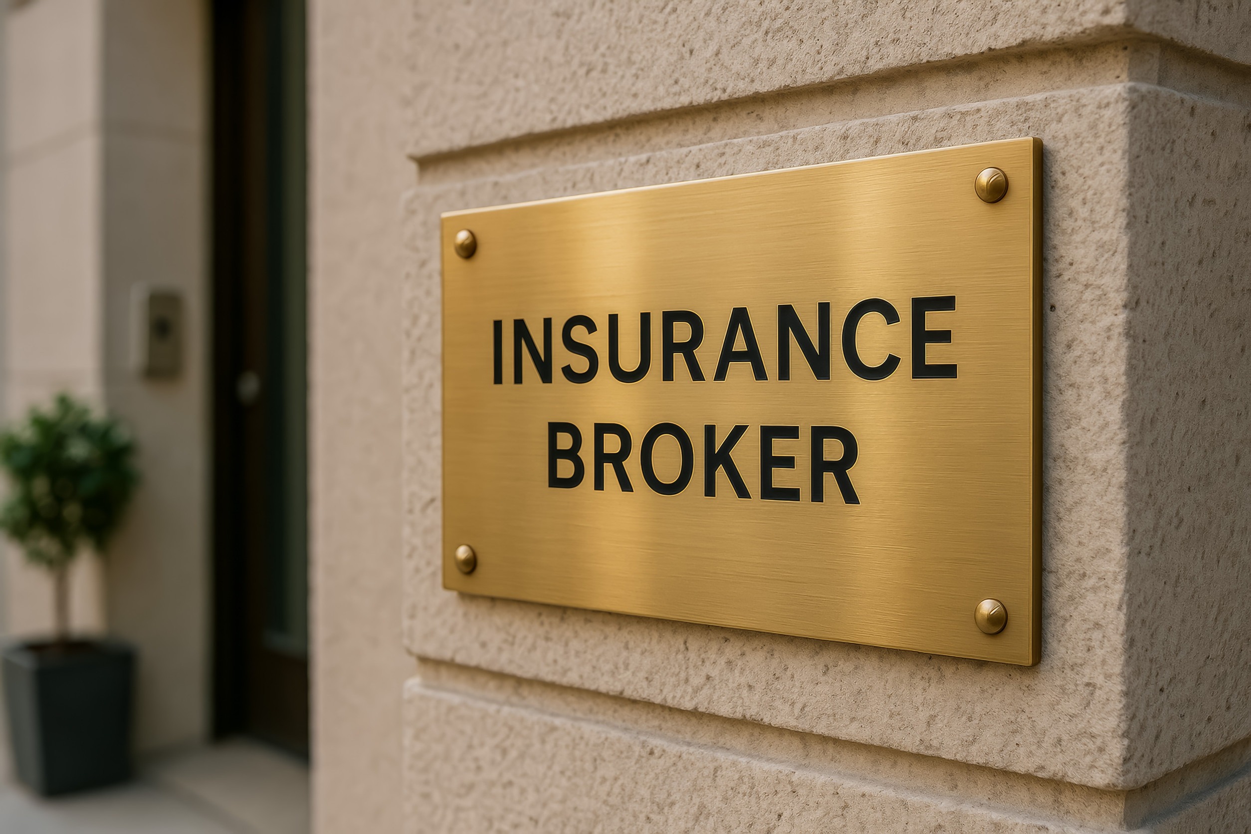 A brass sign reading 